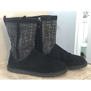 Ugg Australia Black Suede Denim Weave Boot 1004858 Women Size 8